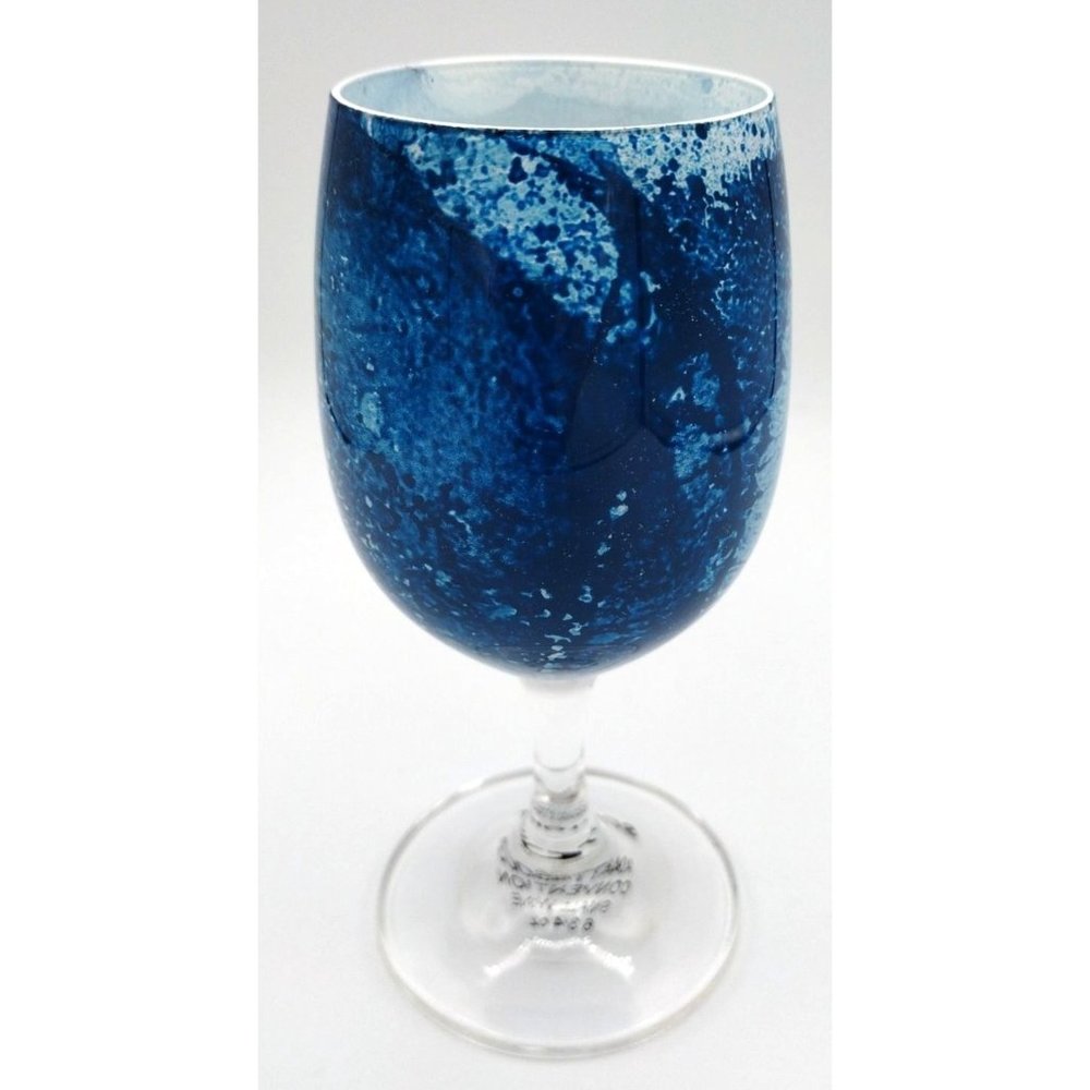 Schott Wine Glass a0447745003 Painted Mini Blue and White Convention Stickered